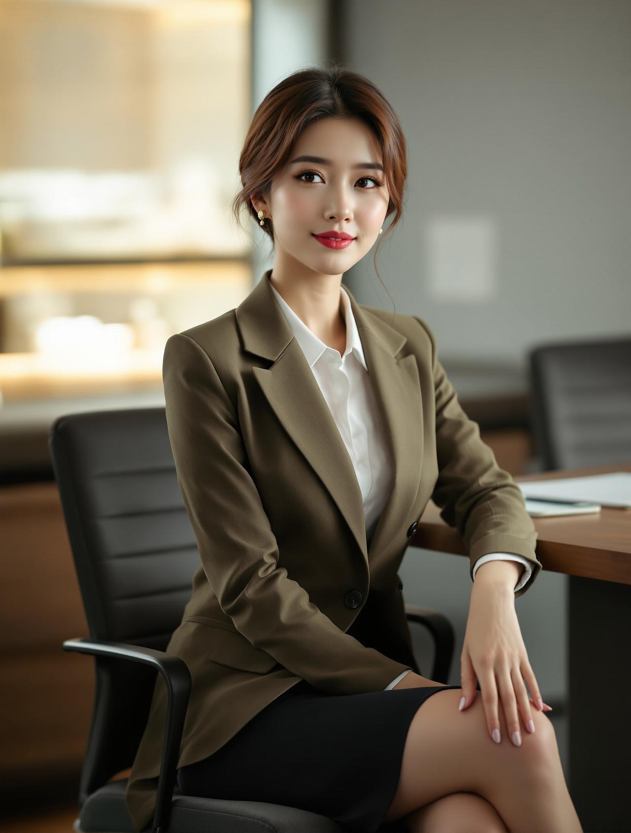 职场丽人 - 自信的职场女性在现代办公室中 - 每日福利